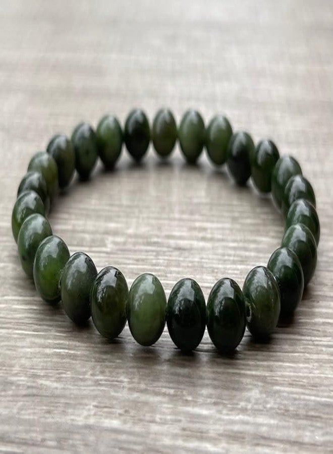 GAF TREASURES Nephrite Jade Crystal Bead Bracelet 6-8mm, Genuine Nephrite Jade Stretch Gemstone Bracelet, Nephrite Jade Healing Crystal Bracelet, Gift for Men & Women (2) - Image 3